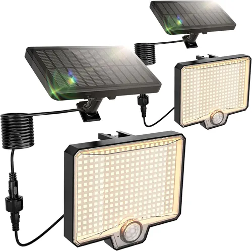 Luces solares de inundación al aire libre, 294 luces LED con sensor de movimiento al aire libre, luz solar de inundación impermeable IP67 para