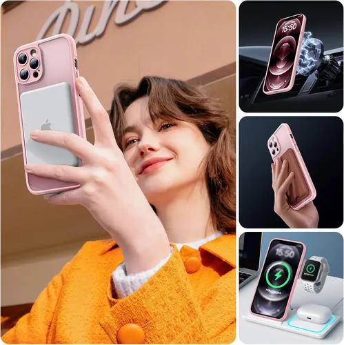 Vista 1243 de TOCOL Funda para iPhone 11, compatible con Magsafe, protección completa de cámara, imanes integrados, protección contra caídas, funda translúcida