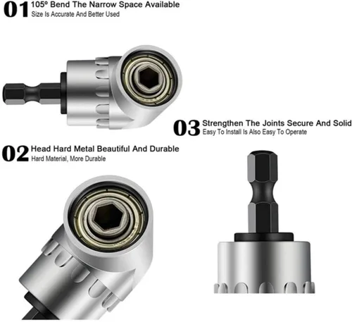 Vista 4 de 4 unidades Abruga Square Drive Sockets, juegos de adaptadores de enchufes de taladro eléctrico, soporte de enchufe de destornillador de ángulo