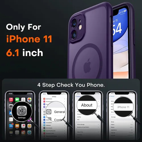 Vista 1018 de TOCOL Funda para iPhone 11, compatible con Magsafe, protección completa de cámara, imanes integrados, protección contra caídas, funda translúcida