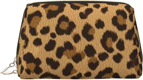 Bonita bolsa de cosméticos con cremallera para mujer, bolsa de transporte de viaje impermeable compatible con estampado de leopardo y guepardo de