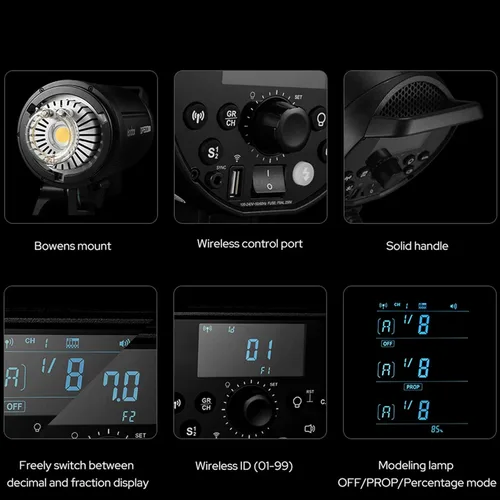 Vista 5 de Godox Flash de estudio DP600IIIV 600Ws, GN106 5600±200K 2.4G X System 1/2000-1/800s Bowens Mount, flash estroboscópico monolight para retrato, moda