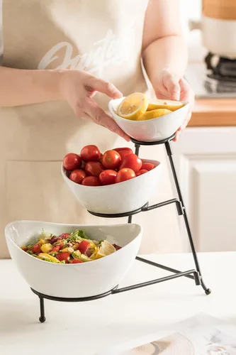 Vista 6 de LAUCHUH Plato de servir para entretenimiento, bandeja de servir de 3 niveles, juego de platos para servir chips y salsas ovalados para Pascua, Día