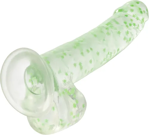 Vista 5 de CalExotics Naughty Bits I Leaf Dick Dick - Consolador de hojas de hierba que brilla en la oscuridad - SE-4410-64-3