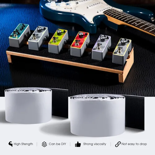 Vista 6 de ENO MUSIC Cinta de pedalera para pedal, cinta de montaje en tablero de pedal de guitarra, longitud de 6.6 ft de ancho, 2.0 in, gancho + bucle