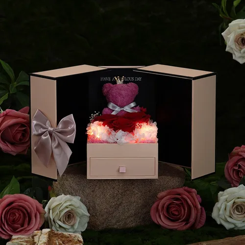 Vista 5 de ADDWel Regalos de Rosa Preservada para Ella - Rosa Real Única y Permanente con Collar "Te Amo" en 100 Idiomas, Regalos de Rosa Eterna para Mujeres