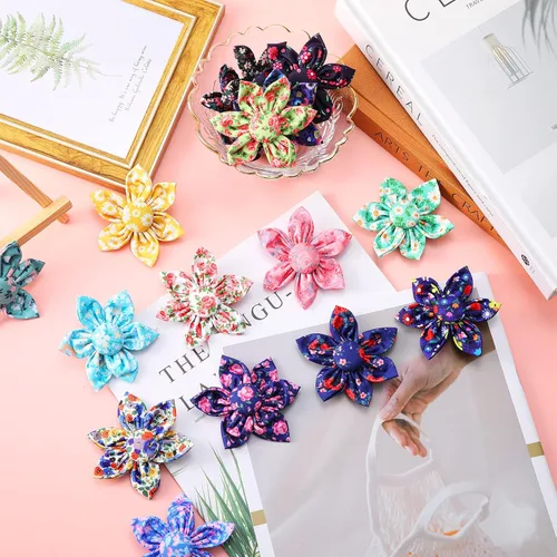 Vista 6 de Sanwuta 36 piezas de collar de perro de flores accesorios para mascotas, collar ajustable para perro, accesorio de otoño de flores para gatos