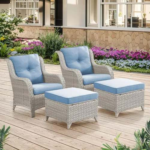 Vista 87 de Belord Mesa auxiliar pequeña para exteriores, mesa de mimbre de vidrio templado, mesa de centro impermeable para patio, mesa auxiliar de ratán