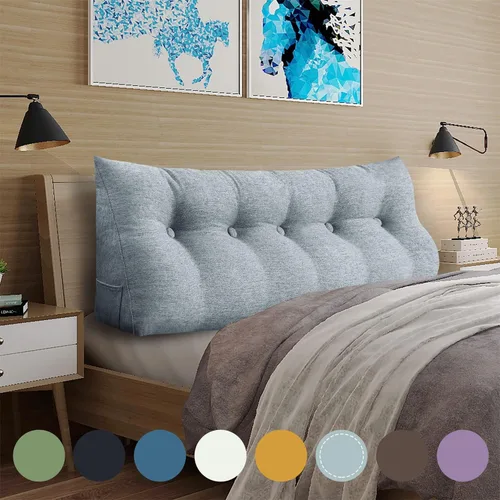 Vista 8 de WOWMAX - Almohada grande triangular con respaldo para cabecera, almohada de posicionamiento para lectura en forma de cuña, con funda extraíble