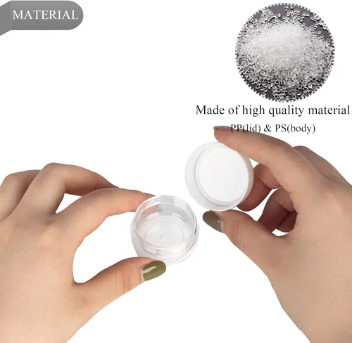Vista 3 de 25 piezas 10 gramos de contenedores de muestra, tarros vacíos de 10 ml con tapas, pequeños contenedores cosméticos, tarros de muestra mini con 2