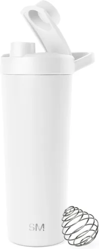 Vista 13 de Simple Modern - Botella agitadora de acero inoxidable con bola de 24 onzas Taza metálica aislada para mezclas de proteínas, batidos y Negro