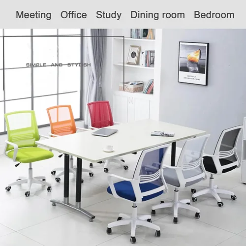 Vista 7 de Home Mesh Back Swivel Chair with Padded Seat and 360° Swivel - Computer Desk Chair with Arms - Adjustable Task Chair for Office - White Mesh Task