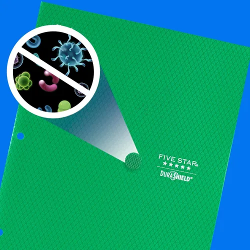Vista 2 de Five Star DuraShield - Carpeta de plástico antimicrobiana de 2 bolsillos, 4 unidades (330010-ECM)