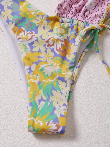 Vista 4 de SOLY HUX Traje de baño de 2 piezas con estampado floral para mujer