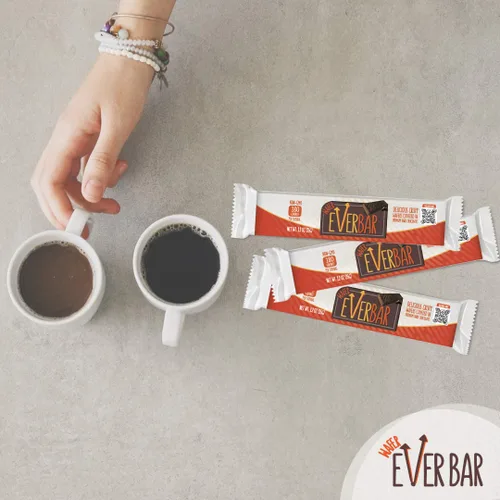 Vista 5 de EverBar - Barras de chocolate Dark'n Crispy, 24 unidades Barra de caramelo de oblea de chocolate negro sin OMG, para llevar Con café o té