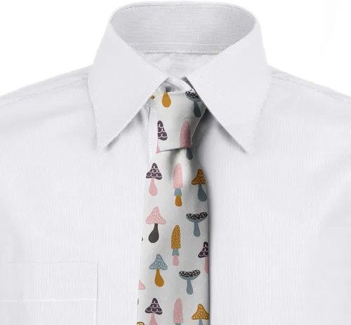 Vista 3 de Ambesonne Necktie, Colorful Porcini Cartoon, Dress Tie, 3.7", Multicolor