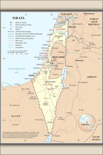 History Galore Póster de galería de 24"x36", mapa de Israel ONU