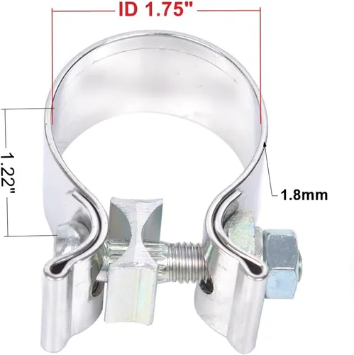 Vista 2 de Abrazadera de banda de escape de 1.75" de acero inoxidable T304, abrazaderas de escape estrechas de 1-3/4 pulgadas, abrazaderas de solapamiento