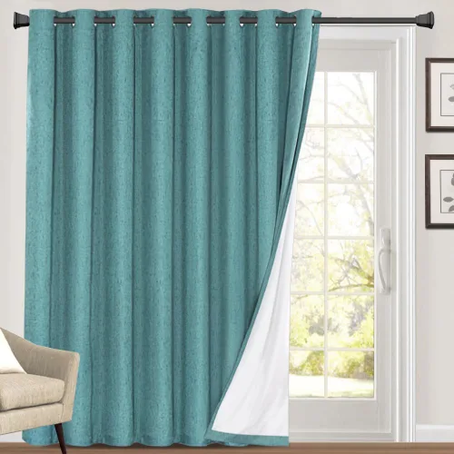 Vista 291 de PrinceDeco Cortinas con textura de lino 100% opacas de 64 pulgadas de largo, juego de 2 paneles de cortinas de lino opacas con forro aislante Arena