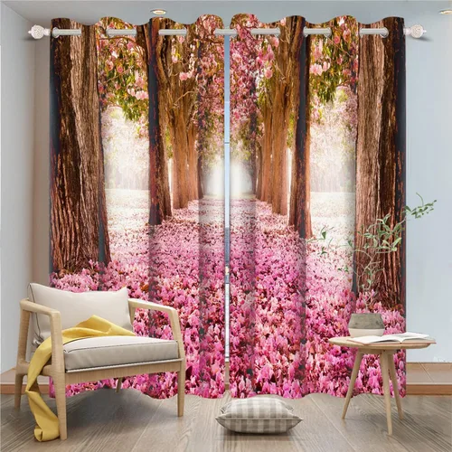 Vista 31 de Cortinas opacas para ventana con vista de cascada, día soleado, amanecer, primavera, paisaje natural, cortinas de ventana con aislamiento térmico