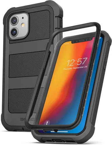 ENCASED Falcon Armor - Funda compatible con iPhone 12 Mini con protector de pantalla de cuerpo completo con protector de pantalla integrado, color