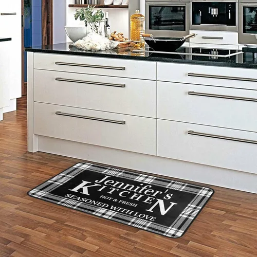 Vista 5 de Alfombras de cocina personalizadas con diseño de búfalo blanco, antideslizantes, acolchadas, antifatiga, para baño, cuarto de servicio, estar parado