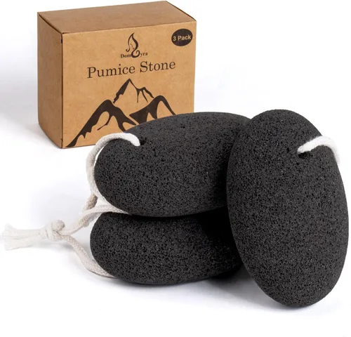 Juego de piedras pómez naturales, paquete de 3 limas de lava volcánica de forma ovalada para callo, maíz, talón agrietado y exfoliación de piel