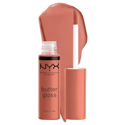 Vista 28 de NYX MAQUILLAJE PROFESIONAL Brillo de mantequilla azúcar moreno brillo de labios no pegajoso - Cinnamon Roll (Gris Marrón)