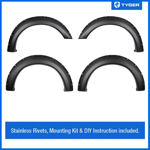 Vista 2 de Tyger Auto Fender Flare compatible con Ford F-150 2004-2008 (excluye Heritage); Lincoln Mark LT Fleetside 2006-2008, estilo remachado de pernos