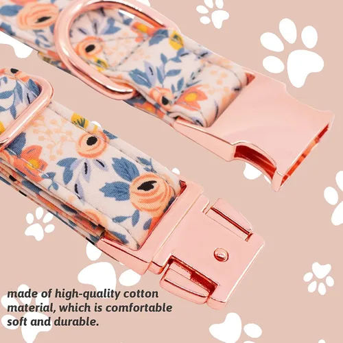 Vista 4 de COOLFIY - Collar para perro, lindos patrones florales de flores, collares para mascotas para hembras, hembras, perros pequeños, medianos y grandes