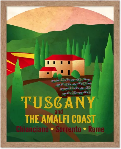 Poster Master Travel Poster - Vintage Tuscany Italy Print - Unique Wall Decor for Home, Living Room, Kitchen, Office, Bedroom, Bathroom - Vintage