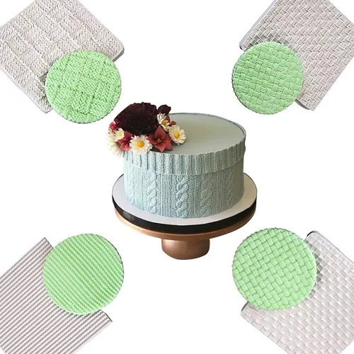 Vista 4 de Molde de textura de patrón de suéter, tapete de impresión de fondant, diseño de textura de suéter, suministros de decoración de pasteles de silicona