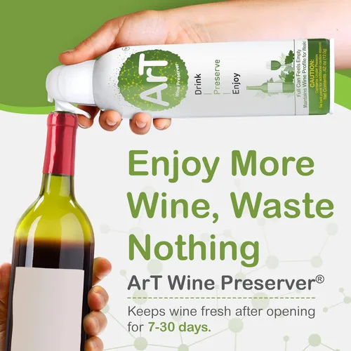 Vista 2 de ArT Wine Preserver - Viene con un tapón para botella de vino, conserva vino blanco y rojo fortificado, accesorios de vino funcionales y modernos
