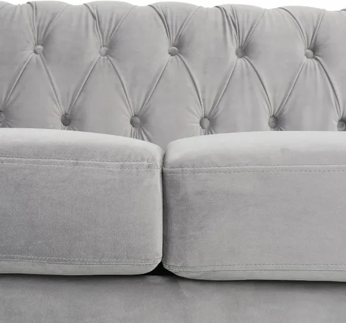 Vista 6 de ONCIN Sofá Chesterfield de terciopelo, moderno sofá de 3 plazas copetudo de 84 pulgadas con brazos de desplazamiento y patas de madera para sala