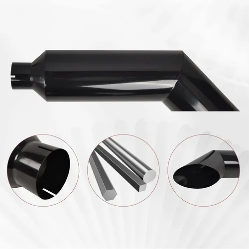 Vista 3 de Punta de tubo de escape diésel de corte angular, entrada de 4 pulgadas, salida de 7 pulgadas, acabado negro brillante, acero inoxidable. Punta