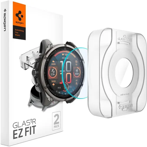 Vista 8 de Spigen Protector de pantalla de vidrio templado [GlasTR EZ FIT] diseñado para Garmin Fenix 8, 8 Pro/Fenix 7X serie/Epix Pro (51mm) - Pack de 2