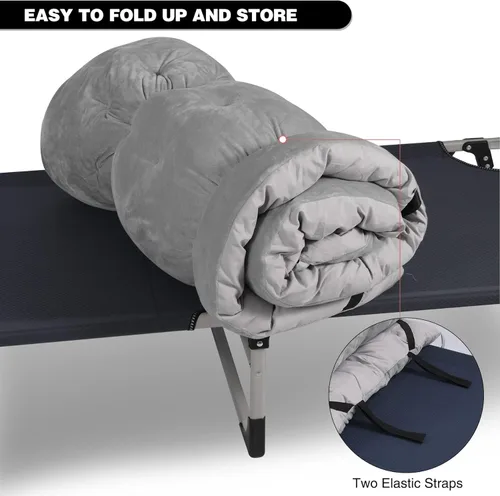 Vista 5 de REDCAMP Folding Cot Pads for Sleeping Extra Thick, Soft Comfortable Velvet & Corduroy Cotton Camping Cot Mattress Pad for Backpacking Hiking, Black