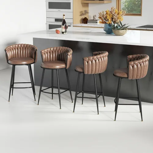 Vista 14 de ABET Taburete de Bar Dorado 1UN, Taburetes Giratorios de Terciopelo, Taburetes de Altura Ajustable con Respaldo Tejido, Taburetes de Cocina Modernos