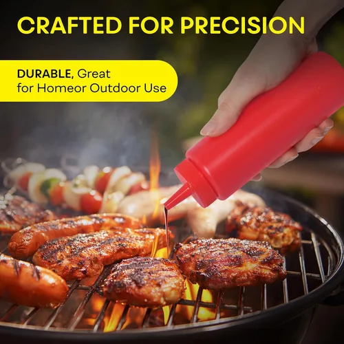 Vista 5 de BRIGHTFROM Botellas exprimibles para condimentos, botella vacía roja de 8 onzas con cuello ancho, ideal para salsa de tomate, mostaza, jarabe