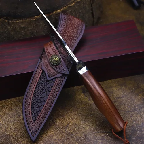 Vista 7 de WPKOPYA Cuchillo de caza afilado M390 de 10.4 pulgadas y vaina, adecuado para supervivencia al aire libre, senderismo, pesca, EDC, herramientas