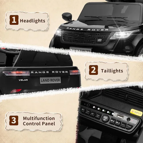 Vista 2 de Winado Vehículo eléctrico Land Rover con licencia de 12 V con control Negro
