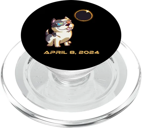 Total Solar Eclipse April 8 2024 Totality Dog Pitbull PopSockets MagSafe PopGrip for iPhone