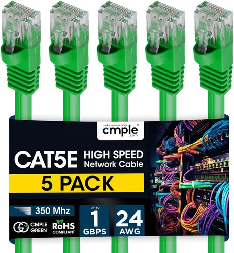 Vista 35 de Cmple - Cable Ethernet Cat5e de 1.5 pies, Cable Patch Ethernet UTP Cat 5e de 350 MHz, Cable LAN de red de 1 Gbps, conectores RJ45, compatible