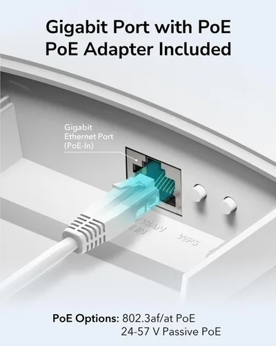 Vista 7 de Cudy Punto de acceso inalámbrico AC1200 Gigabit para exteriores, Extensor WiFi al aire libre, IP65 a prueba de agua, Gigabit RJ45, Beamforming