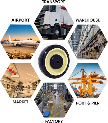 Vista 3 de Carrito de compras Rueda de poliuretano de 5 "x 1-1/4 5/16" - Capacidad de carga 1400 libras total (paquete de 4 orificios de 5/16 pulgadas