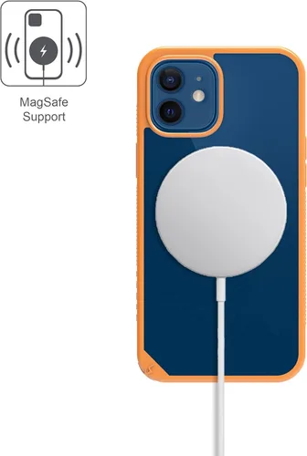 Vista 9 de Armor Signature - Funda para iPhone 12 Mini, color naranja con cinta gris