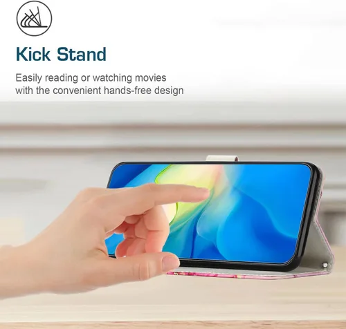 Vista 8 de Funda tipo cartera diseñada para iPhone 15 Plus con tarjetero Funda con tapa de piel sintética con función atril doble magnética para mujeres