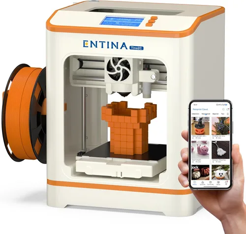 Vista 10 de Entina TINA2Plus V3 Impresoras 3D, 9.843 in/s de alta velocidad de nivelación automática FDM Mini impresora 3D con plataforma de acero de resorte
