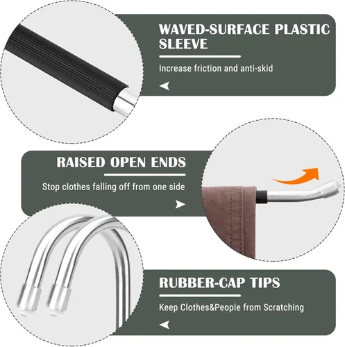 Vista 5 de DOIOWN - Perchas de extremo abierto para jeans - 10 perchas de jeans de acero inoxidable de 8 mm de grosor, perchas versátiles antideslizantes