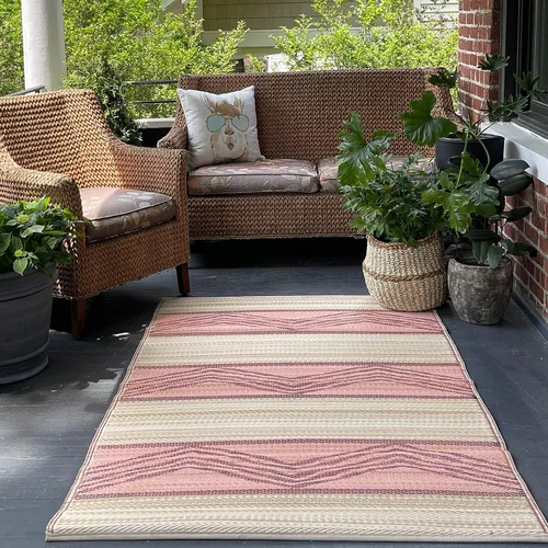 Vista 16 de Fab Habitat - Alfombra de exteriores, impermeable, resistente a la decoloración, sin arrugas, plástico reciclado de primera calidad, estilo kilim